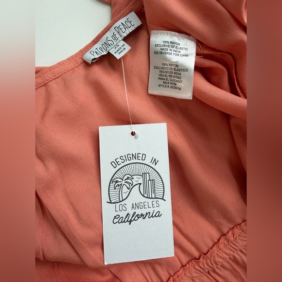 NWT Patrons of Peace Pink Clay Boho Cottagecore Puff Sleeve Midi Dress XS - Picture 9 of 14